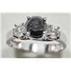 Image 2 : 40) 14K WHITE GOLD BLACK & 2 WHITE DIAMOND RING