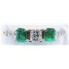 Image 1 : 42) 14K WHITE GOLD EMERALD AND DIAMOND RING