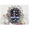 Image 1 : 44) 14K WHITE GOLD TANZANITE & DIAMOND HALO RING