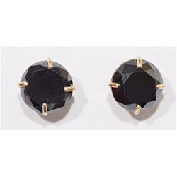 46) 14K YELLOW GOLD BLACK DIAMOND STUD EARRINGS