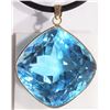 Image 1 : 49) 14K YELLOW GOLD LARGE BLUE TOPAZ NECKLACE