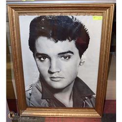 BLACK AND WHITE GOLD TONE FRAMED ELVIS PICTURE