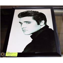 SMALL BLACK AND WHITE FRAMED ELVIS PICTURE