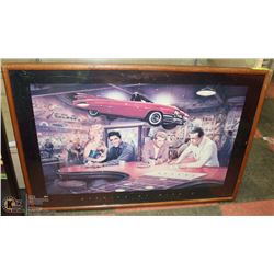 OAK FRAMED ELVIS PICTURE