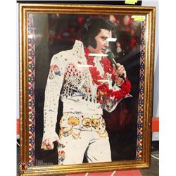 LARGE GOLD TONE FRAMED ELVIS PICTURE