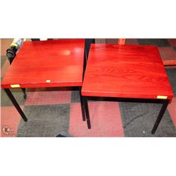 PAIR OF WOOD AND METAL END TABLES