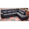 Image 1 : NEW BLACK LEATHERETTE 113"X84" L SHAPE CHAISE