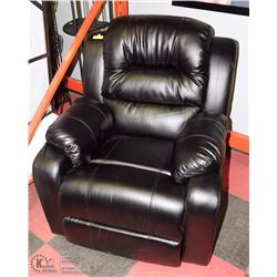 BLACK LEATHERETTE RECLINING SOFA CHAIR