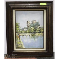 WATERFRONT OIL PAINTING BY DAVIDSON 20"X24"