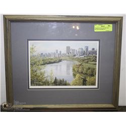 EDMONTON SKYLINE PICTURE MATTED & FRAMED BY