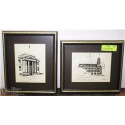 LOT- 2 SKETCHES BY WEBER COURTHOUSE  & POSTOFFICE