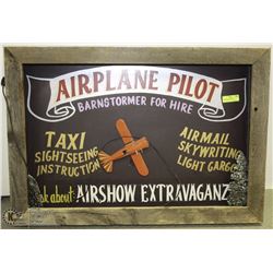 AIRPLANE PILOT VINTAGE 3D ADVERTISEMENT 38X26".