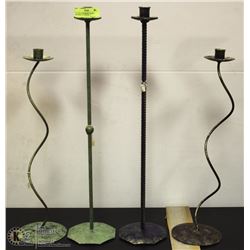 LOT OF 4 HANDMADE CANDLE HOLDERS  22" AND 26"  T