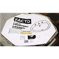 NEW FACTO  DESIGNER DROP IN SINK. 20"X17"