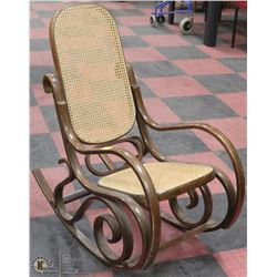 WOOD AND WICKER ROCKING CHAIR