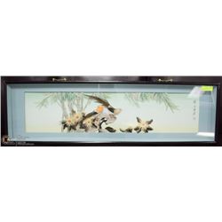 VINTAGE FEATHER ASIAN ART WINDOW BOX PICTURE