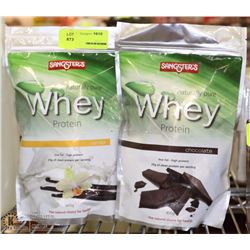 2 BAGS OF VANILLA AND CHOCOLATE WHEY POWDER