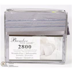 BAMBOO HOME LUXURY 4PC GREY SHEET SET 2800