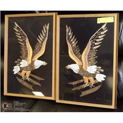 PAIR OF EAGLES IN SHADOW BOX FRAMES 12"X18"