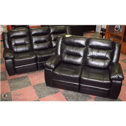 BLACK LEATHERETTE RELCINING 83" SOFA