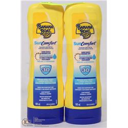 TWO 180ML BOTTLES BANANA BOAT SUNCOMFORT 30 SPF