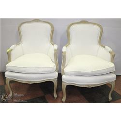 PAIR OF CARVED WOOD AND IVORY  ARMCHAIRS