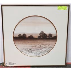 PRAIRIE IN THE FALL FRAMED & MATTED PRINT 19"X19"