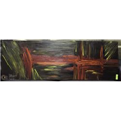 TALL  MIXED MEDIA CANVAS ABSTRACT PAINTING 20X60