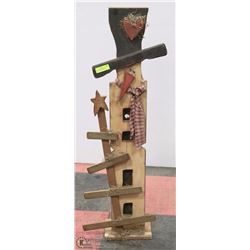 WOOD LIGHTED SNOWMAN OUTDOOR DECORATION