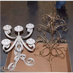 2 DECORATIVE CANDLE HOLDER, TREE ORNAMENT