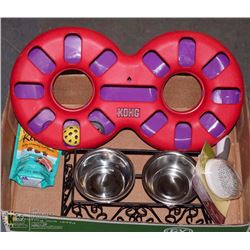 FLAT WITH KONG CAT ACCESSORIES. FOOD DISH SET,