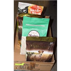 BOX OF 4 ASSORTED DOG FOODS INCL NUTRO WHOLESOME