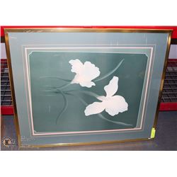 LARGE FRAMED GREEN FLORAL PICTURE
