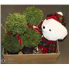 Image 1 : BOX WITH LARGE BEAR, 2 LIGHTED TOPARIES AND MORE