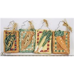 BOX W/ 4 CERAMIC KITCHEN VEGGIE DECORATIONS
