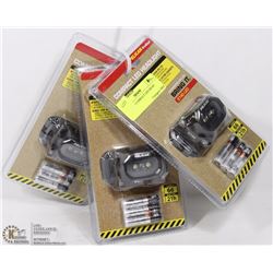 3 PELICAN COMPACT LED HEAD LIGHTS.