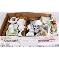 5) 9 DEMI-TASSE CUPS & SAUCERS AND CHILDS TEASET