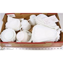 9) ASSORTED GLASSWARES INCL SOME MILK GLASS