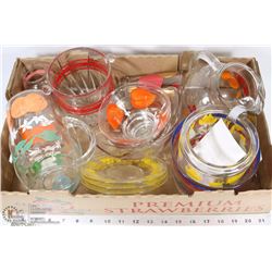 6) BOX W/ ASSORTED VINTAGE PAINTING ON GLASS INCL