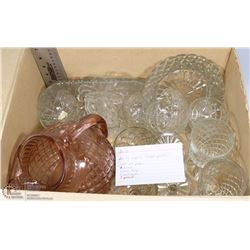 12) BOX OF CRYSTAL "WAFFLE PATTERN" INCL PITCHER,