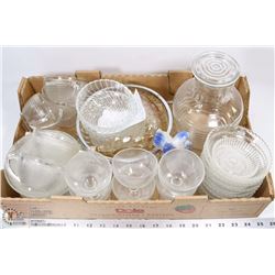 11) BOX OF OLD CRYSTAL INCL WATER JUG, SALAD BOWL,