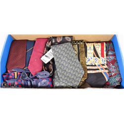 BOX W/9 TIES (INCL. SILK) AND 1 PAIR OF SILK