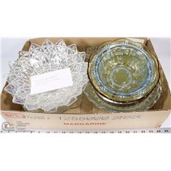 21) 10 ASSORTED BOWLS, BON BON DISH, DEPRESSION