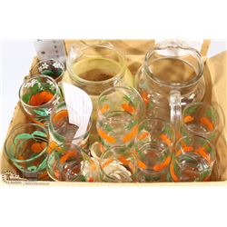 24) LOT OF DEPRESSION GLASS INCL WATER PITCHER