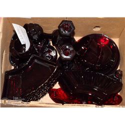 28) RED DEPRESSION GLASS AND AVON CAPE CODE INCL