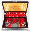 Image 1 : DECORATIVE BLACK JEWELLERY BOX FULL OF