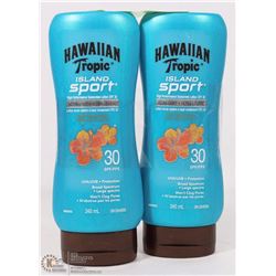 TWO 240ML HAWAIIAN TROPIC SPORT PERFORMANCE 30 SPF