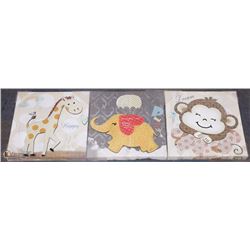 NEW 3 PC CHILDRENS CANVAS WALL HANGING SET