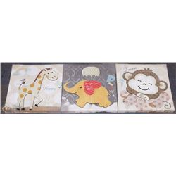 NEW 3 PC CHILDRENS CANVAS WALL HANGING SET