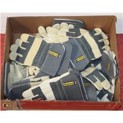 BOX OF ENDURA LEATHER WORK GLOVES.